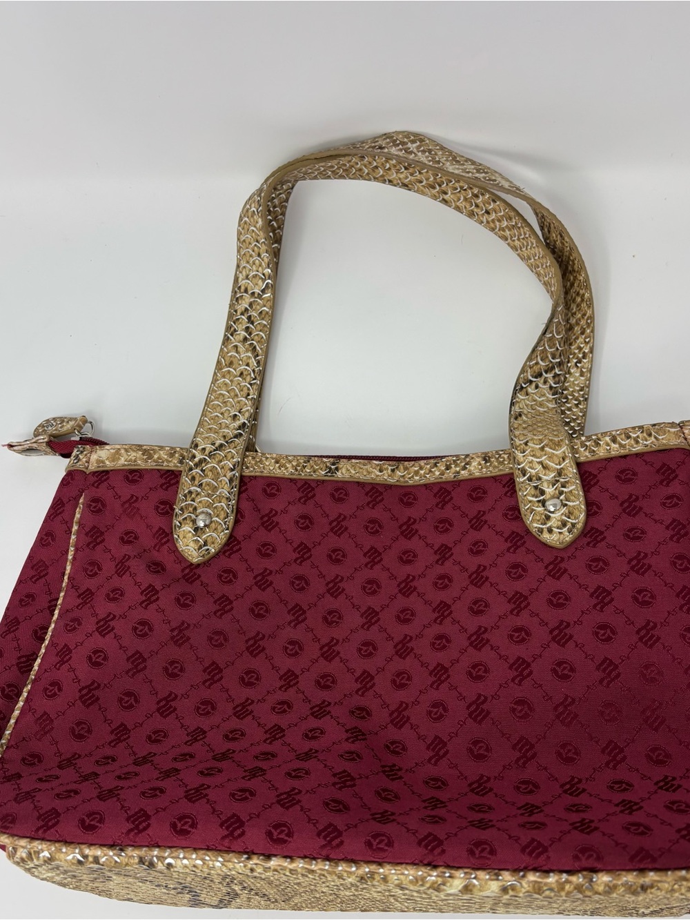 Vintage Y2K Rocawear Red Monogram Shoulder Bag Snakeskin Buckle Purse Handbag - Picture 3 of 10